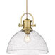 Hines 1 Light 14 inch Brushed Champagne Bronze Pendant Ceiling Light in Seeded Glass, Large